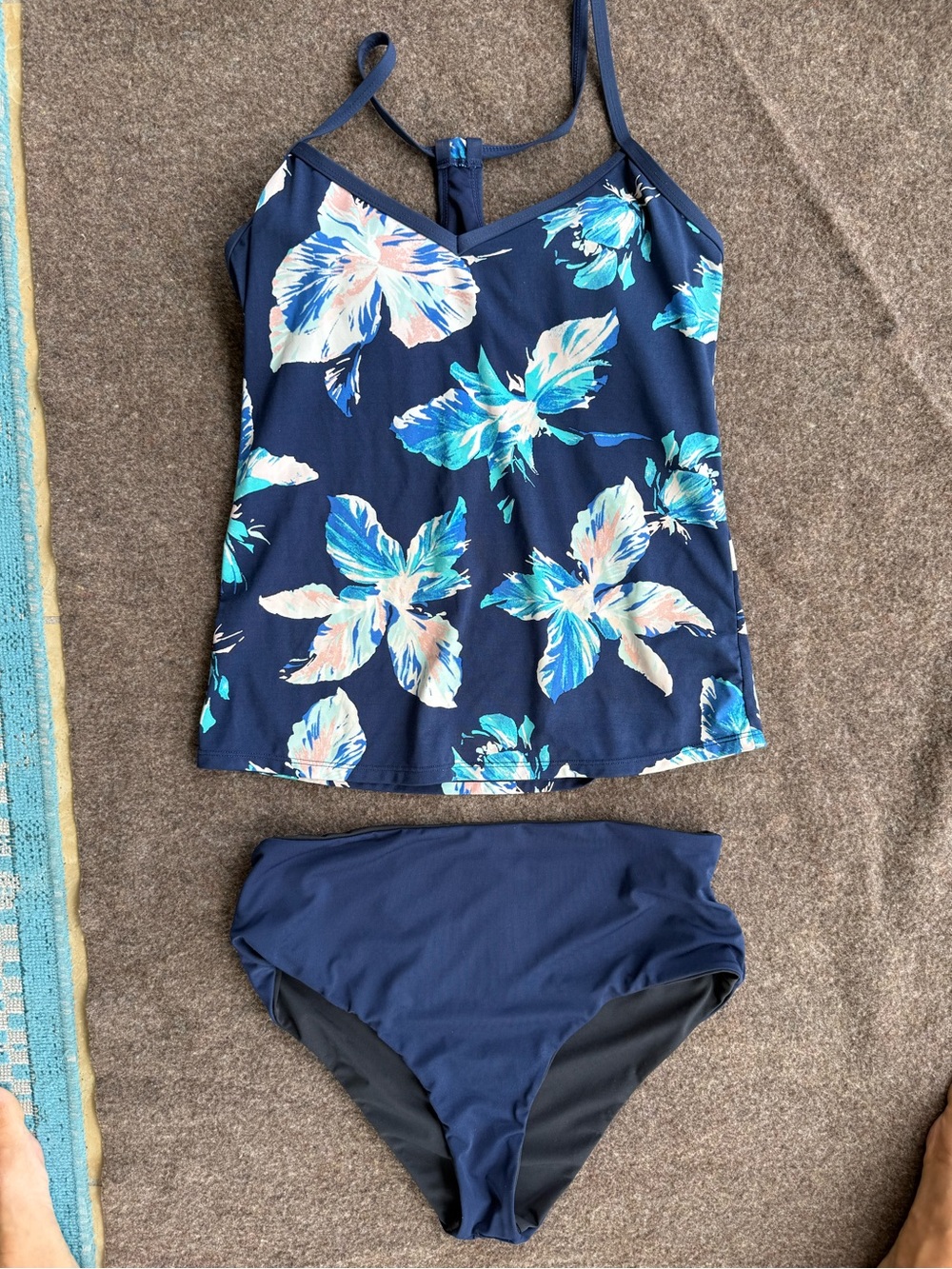 Carve Designs Navy Blue Floral Tankini Set